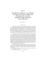 The Myth and Reality of "Shari'a Courts" in Canada: A Delayed Opportunity for the Indigenization of Islamic Legal Rulings