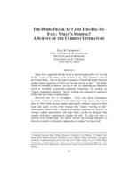 The Dodd-Frank Act and Too-Big-To-Fail: What's Missing? A Survey of the Current Literature