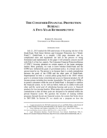 The Consumer Financial Protection Bureau: A Five-Year Retrospective