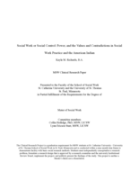 Social Work or Social Control: Power, and the Values and Contradictions in Social Work Practice and the American Indian