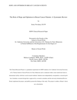 The Role of Hope and Optimism in Breast Cancer Patients: A Systematic Review