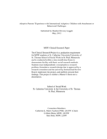 Adoptive Parents' Experience with International Adoption:  Children with Attachment or Behavioral Challenges