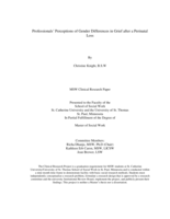 Professionals’ Perceptions of Gender Differences in Grief after a Perinatal Loss