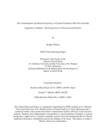 The Commonalities and Shared Experiences of Female Prostitutes Who Were Sexually Exploited as Children: The Perspectives of Clinical Social Workers
