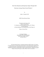 How Does Education and Experience Impact Therapist Self-Disclosure Among Clinical Social Workers?