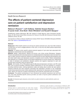 The Effects of Patient-Centered Depression Care on Patient Satisfaction and Depression Remission
