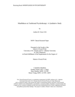 Mindfulness in Traditional Psychotherapy: A Qualitative Study