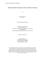 Christian Therapists’ Perspectives on the Use of Prayer in Therapy