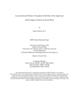 Licensed Social Workers’ Perception of the Role of the Supervisor and Its Impact on Stress in Social Work