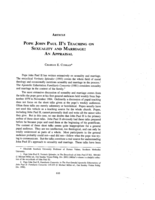 Pope John Paul II's Teaching on Sexuality and Marriage: An Appraisal