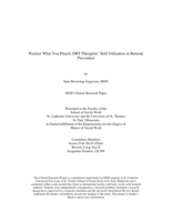 Practice What You Preach: DBT Therapists’ Skill Utilization in Burnout Prevention
