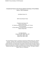 A Systematic Review of the Primary Material Hardships of Post-Welfare Reform TANF Recipients