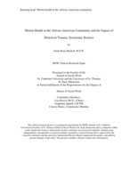 Mental Health in the African American Community and the Impact of Historical Trauma: Systematic Barriers