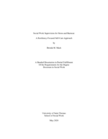 Social Work Supervision for Stress and Burnout: A Resiliency-Focused Self-Care Approach