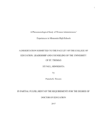 A Phenomenological Study of Women Administrators’