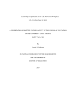 Leadership and Spirituality in the U.S. Midwestern Workplace: Life, Livelihood and the Spirit