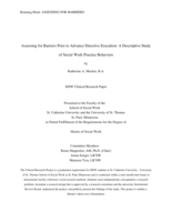Assessing for Barriers Prior to Advance Directive Execution: A Descriptive Study of Social Work Practice Behaviors