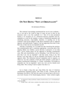 On Not Being "Not an Originalist"