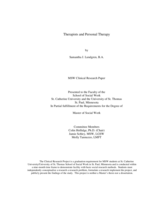 Therapists and Personal Therapy