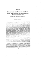 Speaking in the Name of the Law: Some Reflections on Professional Responsibility and Judicial Accountability