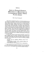 Abuse of Power & Judicial Misconduct: A Reflection on Contemporary Ethical Issues Facing Judges