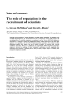 The Role of Reputation in the Recruitment of Scientists