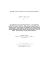 Parental Involvement in Early Intervention Programs for Children with Autism