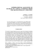 International Alliances as Sources of Capital: Evidence from the Biotechnology Industry