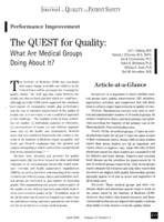The QUEST for Quality: What Are Medical Groups Doing about It?