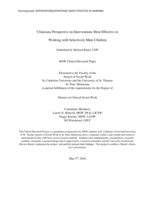 Clinicians Perspective on Interventions Most Effective in Working with Selectively Mute Children