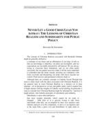 Never Let a Good Crisis Lead You Astray: The Lessons of Christian Realism and Subsidiarity for Public Policy