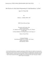 Best Practices for After-School Programming for Youth Identified as "At Risk"