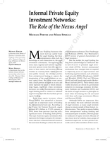 Informal Private Equity Investment Networks: The Role of the Nexus Angel