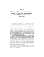 Catholic Thought on the Common Good: A Place for Establishment Clause Limits to Religious Exercise