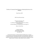 The Role of Community Based Programs in Reducing Recidivism in Ex-Offenders