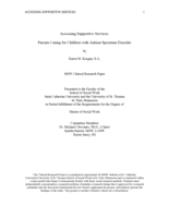 Accessing Supportive Services: Parents Caring for Children with Autism Spectrum Disorder