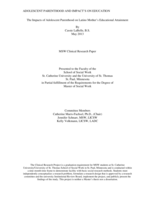 The Impacts of Adolescent Parenthood on Latino Mother’s Educational Attainment