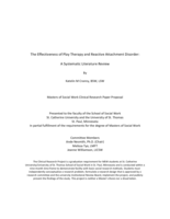 The Effectiveness of Play Therapy and Reactive Attachment Disorder: A Systematic Literature Review