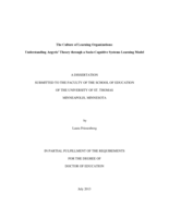 The Culture of Learning Organizations: Understanding Argyris's Theory through a Socio-Cognitive Systems Learning Model