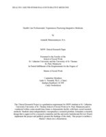 Health Care Professionals’ Experiences Practicing Integrative Medicine