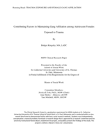 Contributing Factors in Maintaining Gang Affiliation among Adolescent Females Exposed to Trauma