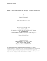 Shame --- the Good, the Bad and the Ugly: Therapist Perspectives