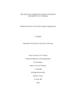Whether the Doctrine of the Trinity Supports Egalitarianism