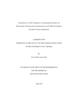Examining Use of Self Competency in Undergraduate Students: Its Relationship to Interpersonal Communication and Soft Skill Development Essential for Future Employment