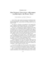 Our National Challenge: A Blueprint for Restoring the Public Trust