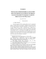 The Failure of Proposed Regulation F: How the Consumer Financial Protection Bureau Leaves Consumers Vulnerable to Abusive Debt Collection Practices