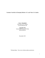 Customer-Centricity in Emerging Markets: 4A’s and Value Co-Creation