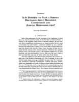 Is It Possible to Have a Serious Discussion About Religious Commitment and Judicial Responsibilities?