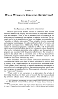 What Works in Reducing Recidivism?
