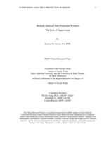 Burnout Among Child Protection Workers: The Role of Supervision
